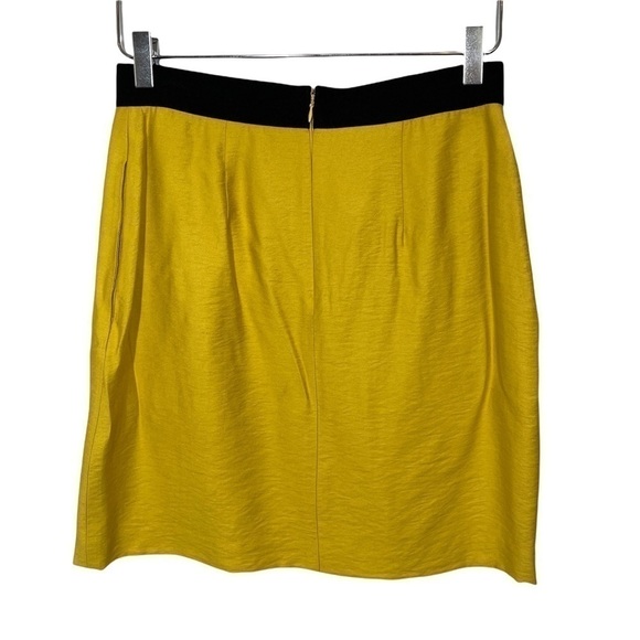 BCBGMaxAzria Mustard Layered Skirt Black Elastic Waist Lined Side Pockets Sz 0 - Picture 2 of 11